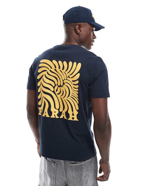 Farah Blue Amesbury Chest And Back Print T-Shirt for men