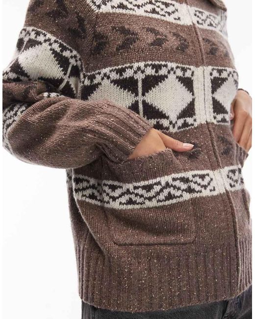 Levi's Black Waverly Wool Blend Fairisle Zip Through Jumper
