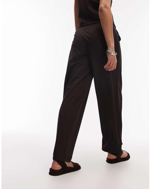 ASOS Brown Co-ord Slinky Twill Tailored Tab Detail Wide Leg Trouser