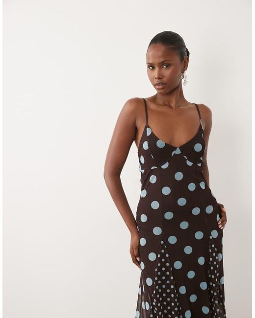 ASOS White Mix Polka Dot Scarf Detail Midi Dress And