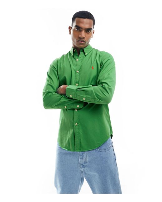 Chemise ajustée en sergé à logo emblématique - moyen Polo Ralph Lauren pour homme en coloris Green