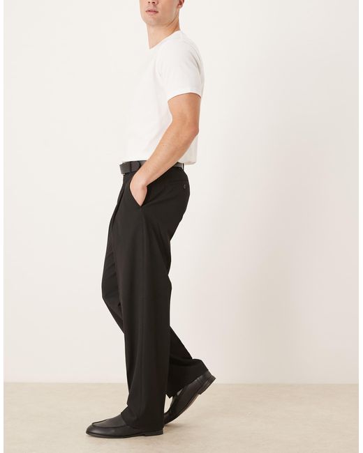 SELECTED – locker geschnittene hose in Black für Herren