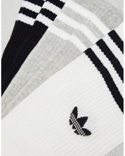 Confezione da 3 paia di calzini alti bianchi, grigi e neri di Adidas Originals in White
