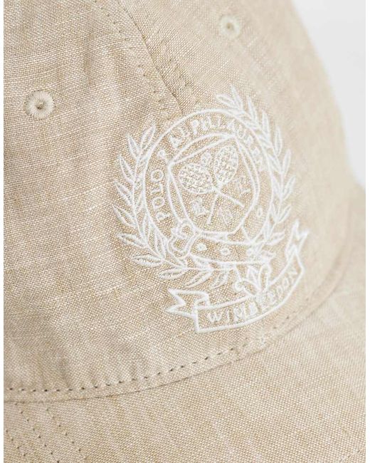 Polo Ralph Lauren Natural Wimbledon Capsule Embroidered Crest Logo Linen Cap for men