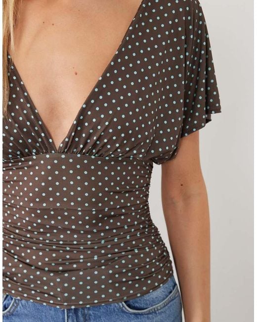 Miss Selfridge Gray V-Neck Top
