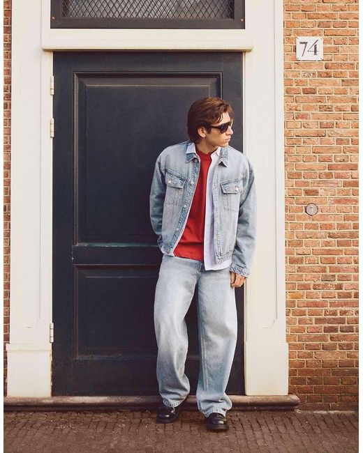 Bershka Blue Super baggy Jeans for men