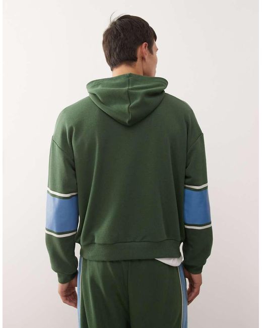 Reclaimed Vintage Green Pullover Hoodie Co-ord With Stripe for men
