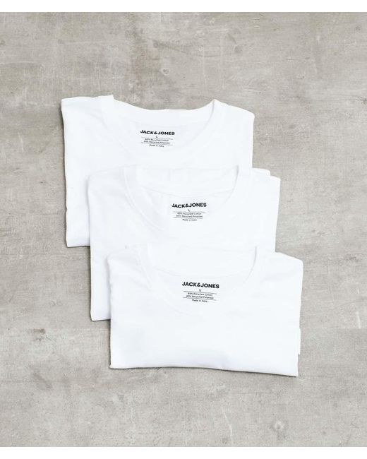 Jack & Jones White 3 Pack Basic T-shirts for men