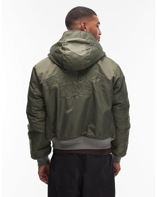 Schott Nyc – wattierte cropped-jacke in Gray für Herren