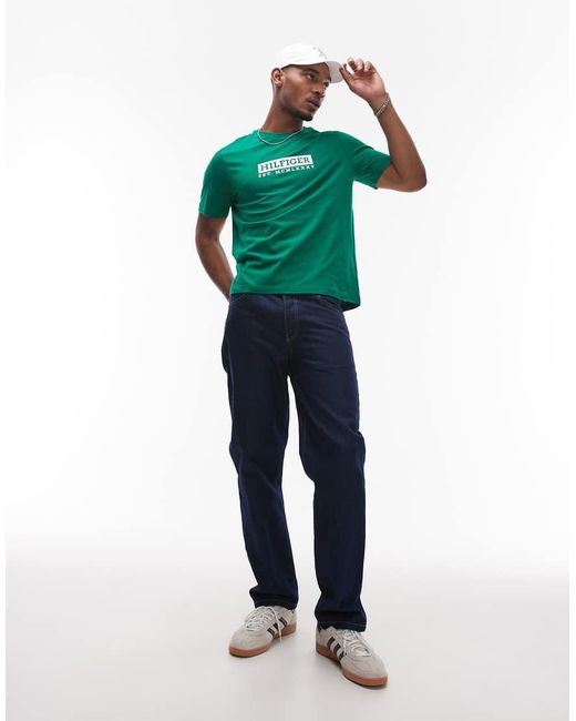 T-Shirt Con Logo Grande di Tommy Hilfiger in Green da Uomo