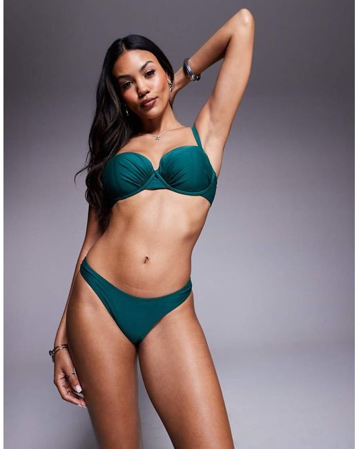 Wolf & Whistle Blue High Leg Bikini Bottom