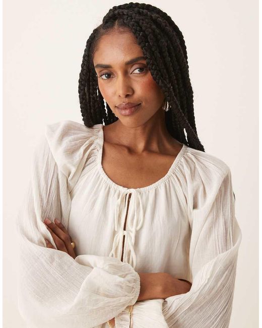 Vestido Midi De Estilo Boho Con Cuello Ancho Adley De Nobody's Child de color Natural