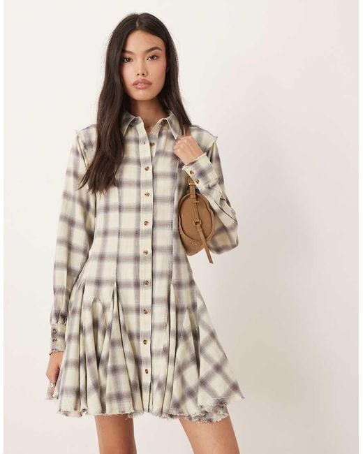 ASOS Natural Mini Shirt Dress With Nipped