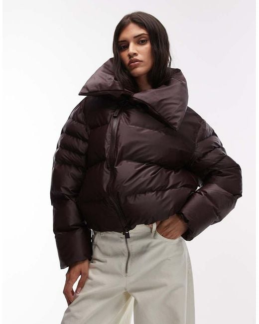 Rains Brown 17230 Alta Waterproof Short Puffer Jacket