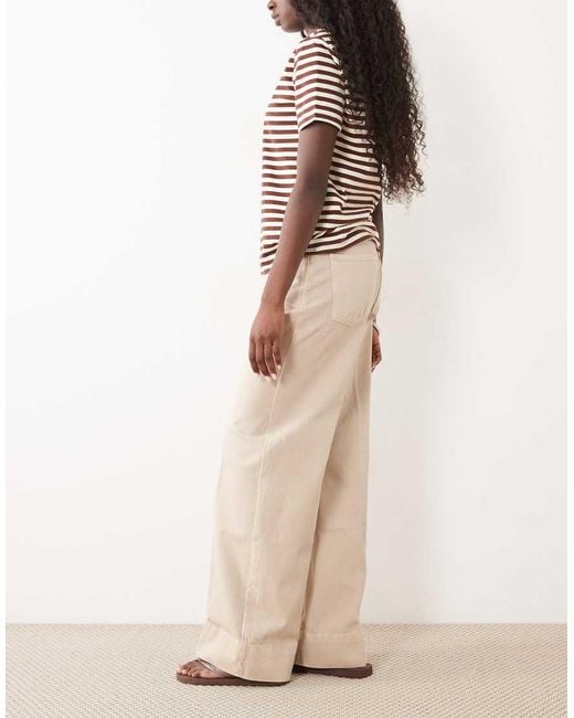 ASOS Natural Wide Leg Jean With Crease Front