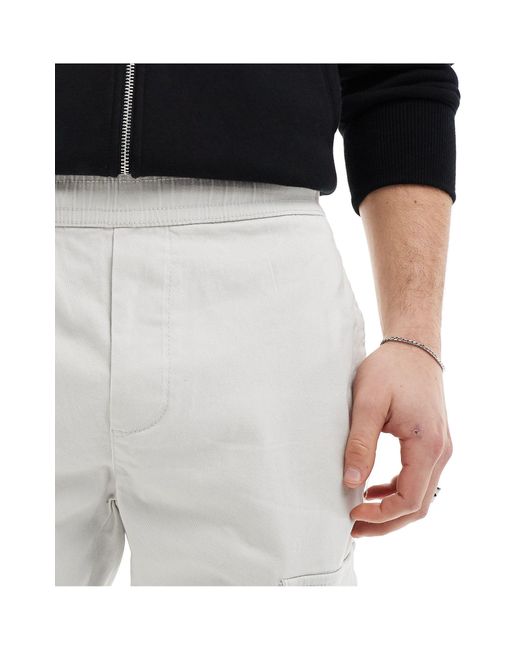 Only & Sons White Slim Tapered Cargo Trousers for men