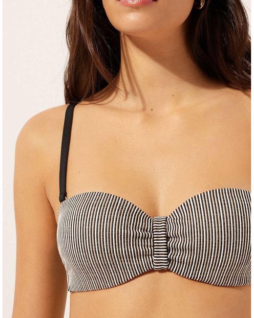 Calzedonia Green Fuller Bust Bandeau Bikini Top Golden Stripes