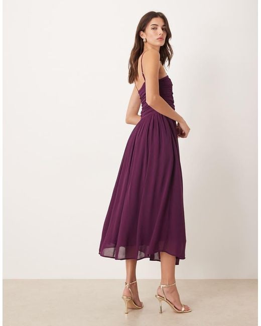 Nobody's Child Purple Felicity Ruched Bandeau Midi Dress
