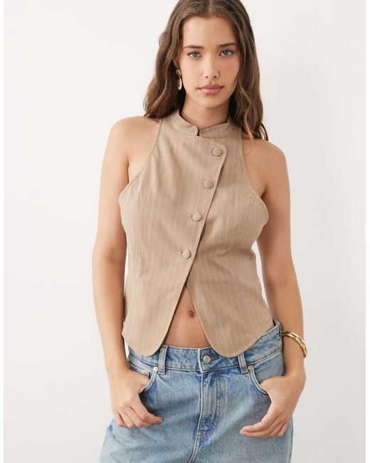 Miss Selfridge Natural Tailored Mandarin Asymmetric Waistcoat
