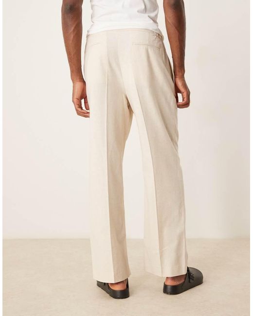 Pantalones De Vestir Color Piedra De Pernera Ancha Con Cinturilla Elástica De Algodón De (Parte De Un Conjunto)-Neutro ASOS de hombre de color Natural