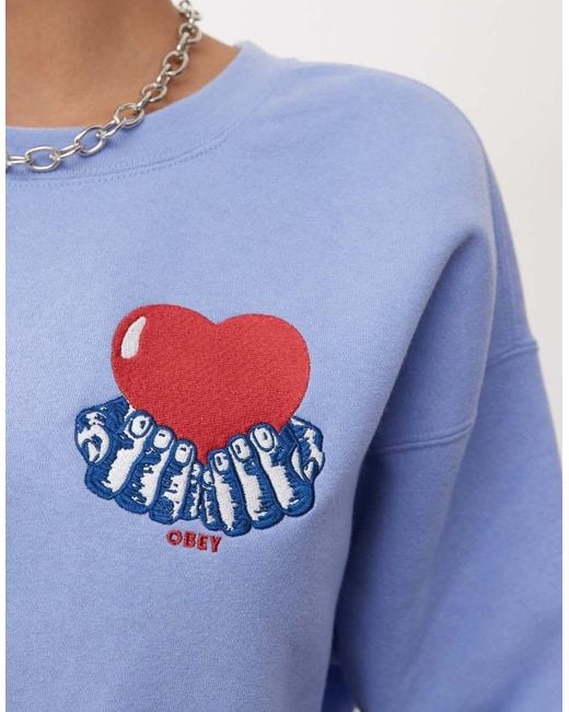 Obey Blue Heart Graphic Sweatshirt