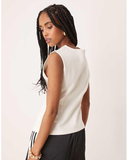 ASOS Natural Interlock Sharp Shoulder Button Up Vest