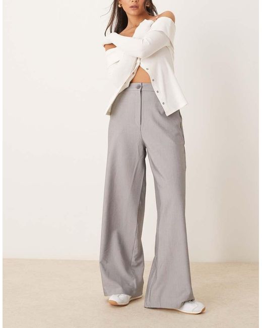 ASOS Natural Tailored Wide Leg Dad Trousers