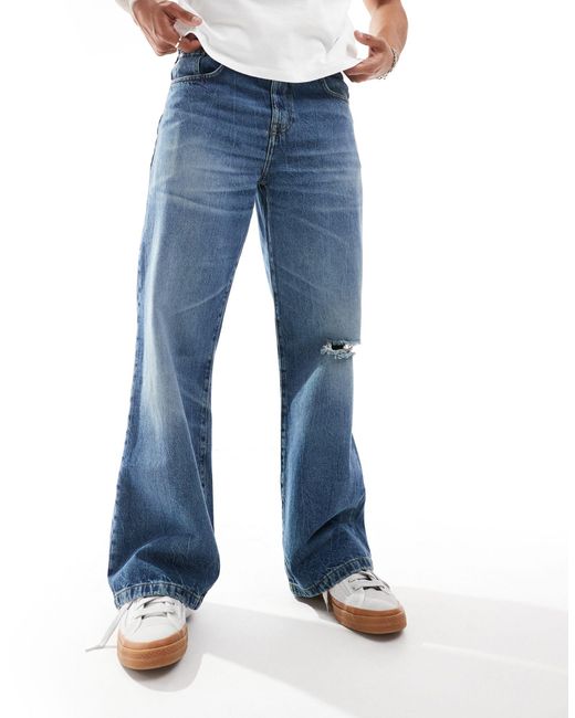 ASOS – locker geschnittene jeans mit weitem saum in Blue für Herren
