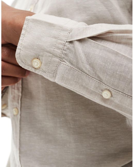 Jack & Jones Gray Linen Shirt With Long Sleeves for men