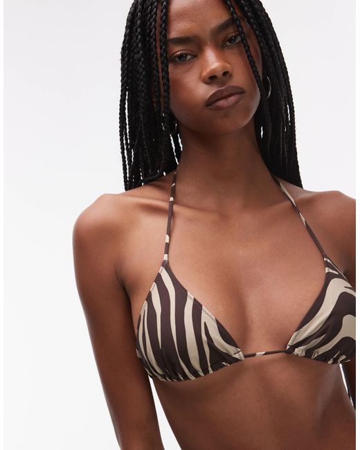 & Other Stories Brown Triangle Bikini Top With Removeable Padding