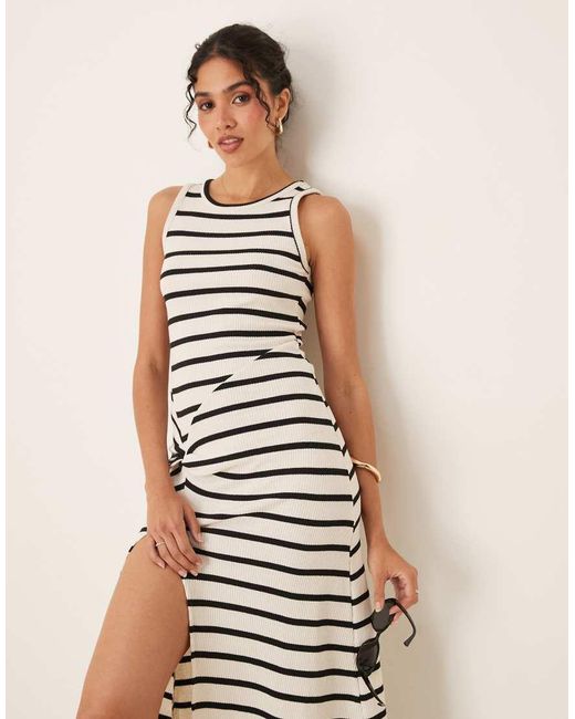 ASOS Natural Sleeveless Stripe Twist Maxi Dress