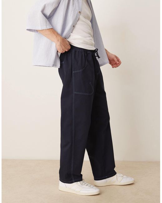 ASOS – weite nylon-hose in Blue für Herren