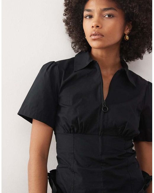 Camicia Nera Stretta di Collusion in Black