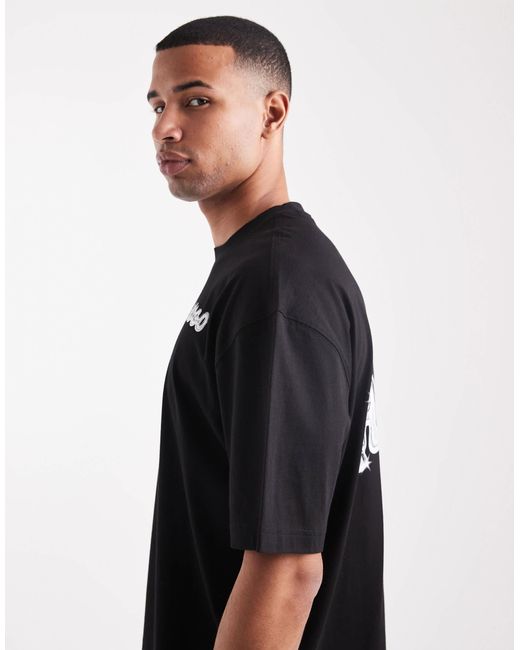 HUGO Black Nyrotee Bubble Logo Back Print Oversized T-shirt for men