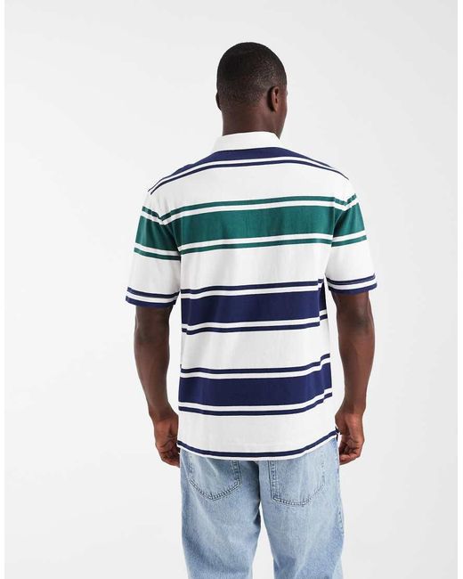 Fred Perry Blue Relaxed Striped Polo Shirt for men