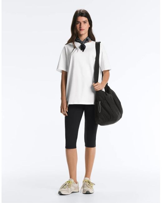 Oysho White Oversize Cotton-Blend Short-Sleeved T-Shirt
