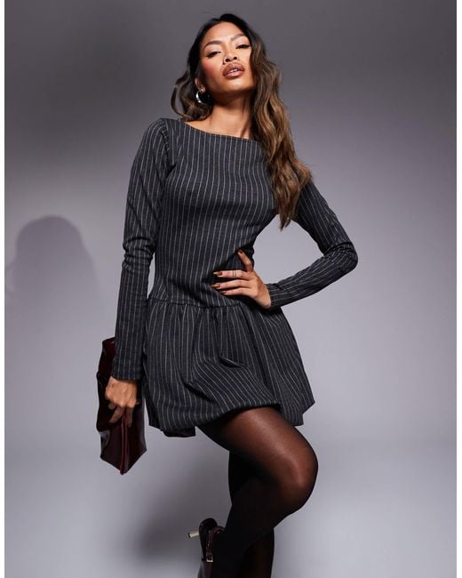 ASOS Black Long Sleeve Puff Ball Dress