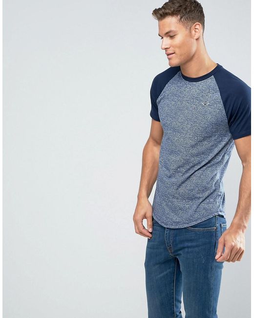 Hollister T-shirt Slim Fit Baseball Raglan In Blue for men