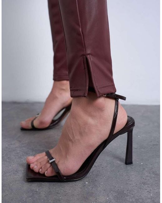 TOPSHOP Red Faux Leather Drain Pipe Skinny Trouser