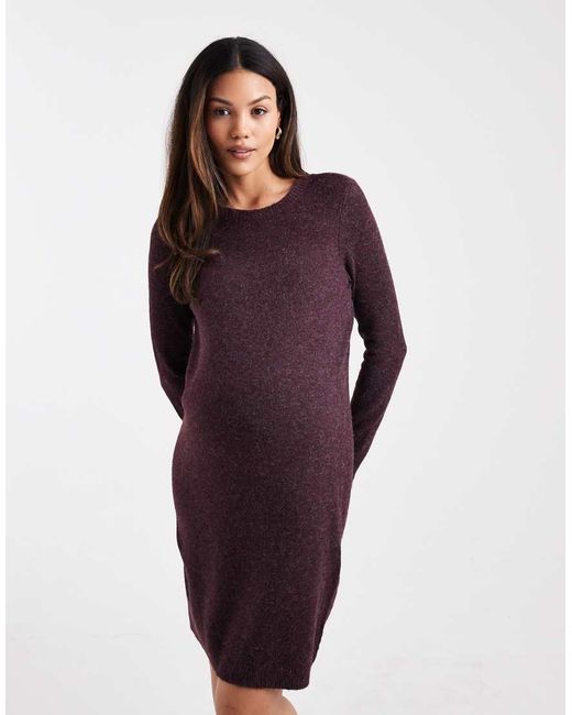 Vero Moda Red Soft Knit Crew Neck Mini Dress