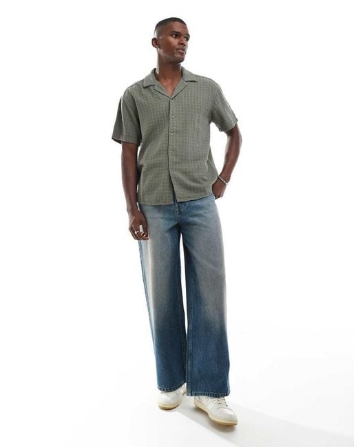 Camicia A Maniche Corte Testurizzata Kaki di Only & Sons in Gray da Uomo