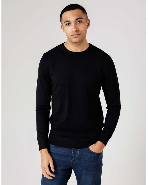 French Connection Blue Crew Neck Long Sleeve Knitted Jumper for men