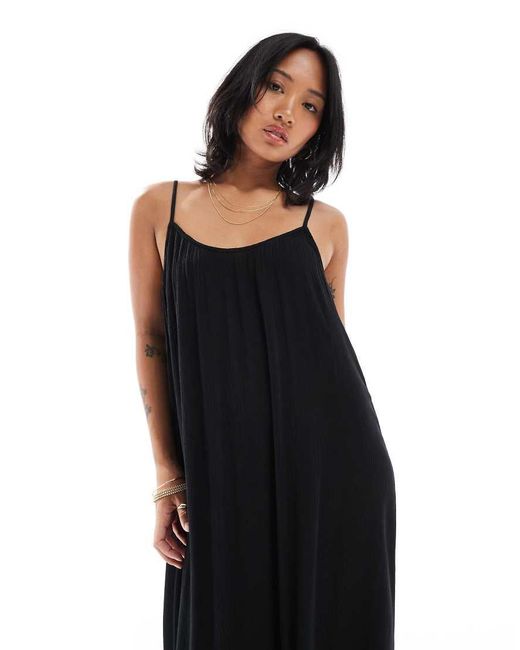 Only Petite Black Textured Cami Maxi Dress