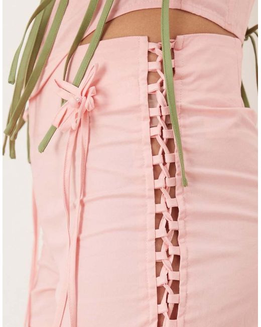 Tyler McGillivary Pink Sylvia Ribbon Detail Mini Short Co-ord
