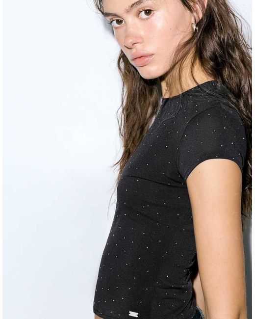 Pull&Bear Black Shimmery T-Shirt