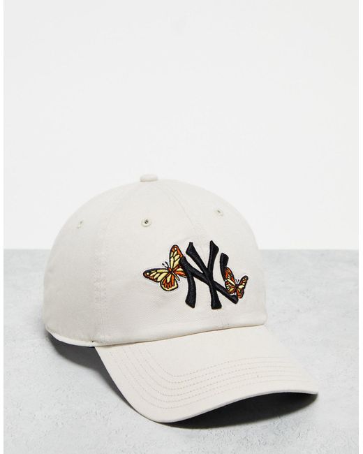 '47 White Ny Yankees Clean Up Cap With Butterfly Embroidery