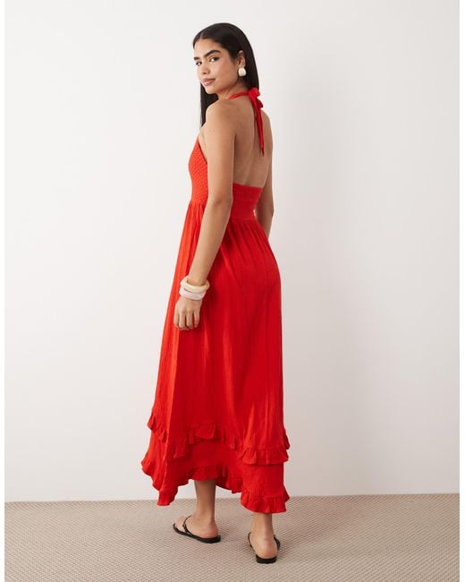 asos red crochet dress Topshop knit premium crochet maxi dress in red