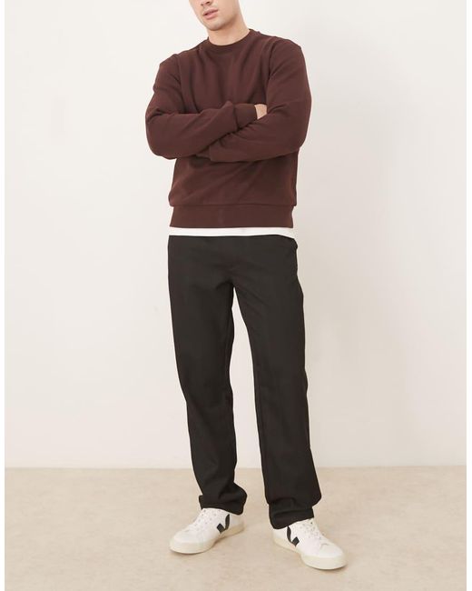 Pantalones Negros De Corte Recto De Tejido Efecto Lana De ASOS de hombre de color Natural