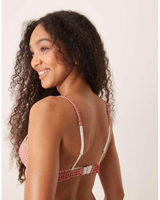 ASOS Brown Sidney Woven Gingham Soft Triangle Bra