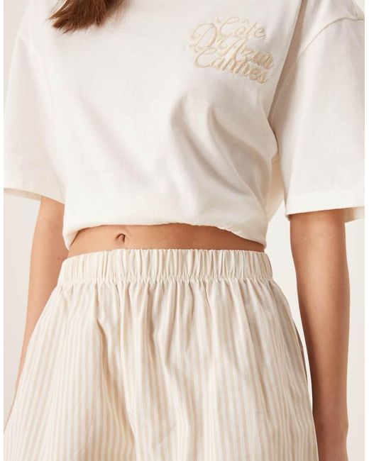 ASOS White Oversized Tee & Short Pyjama Set With Graphic